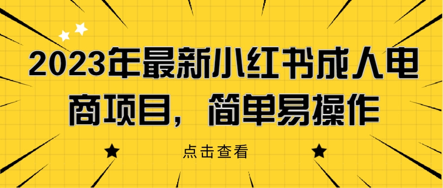 2023年最新小红书成人电商项目，简单易操作【详细教程】网赚项目-副业赚钱-互联网创业-资源整合西狂乐